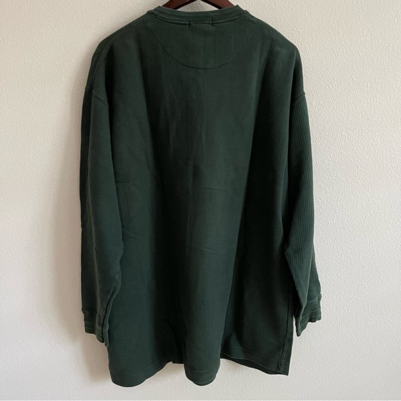 Club Room Men’s Crewneck Henley Sweater 100% Cotton Size Large Forest Green - Picture 3 of 5